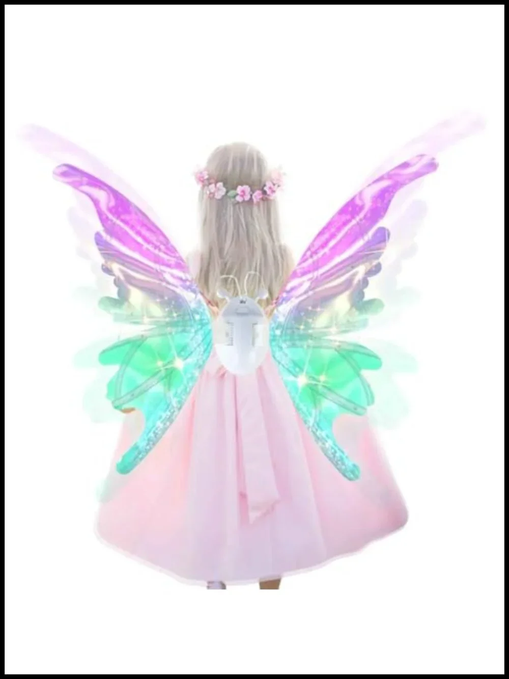 Light Up Fairy Butterfly Wings, Flapping LED Wings Costume for Kids Halloween